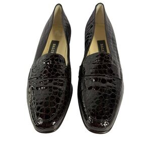 Bally Addie Glossy Black Embossed Loafers 7
